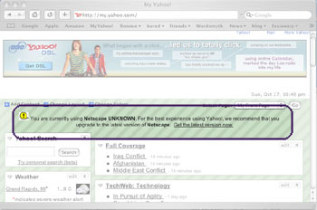 my yahoo thinks im using netscape